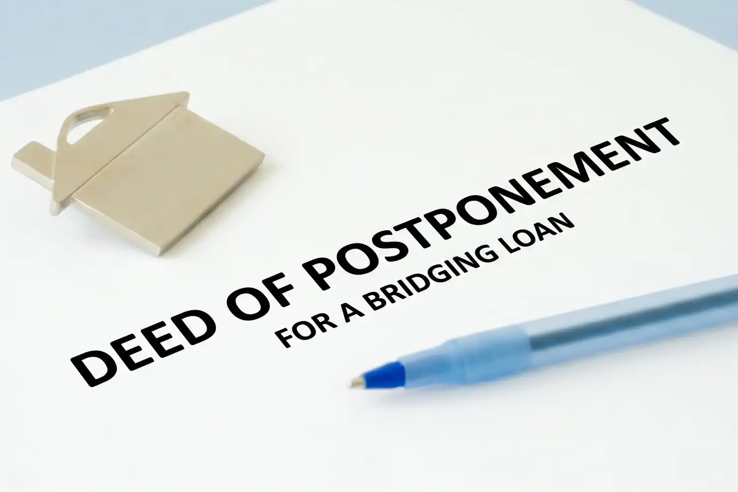 Deed of postponement document on solicitor’s desk for bridging loan