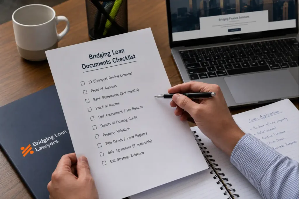 bridging loan documents checklist for UK borrowers