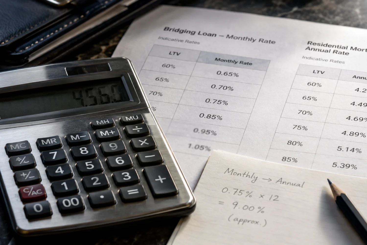 Comparing bridging loan and mortgage interest rates side by side
