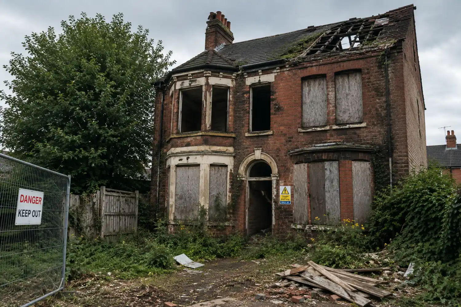 Derelict uninhabitable property being assessed for a bridging loan